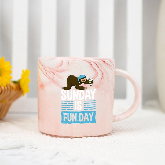 Sunday Is Fun Day Sloth Marble Mugs