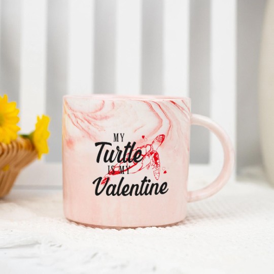 Sea Turtle Tortoise Valentines Day Marble Mugs