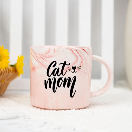 Cat Mom Marble Mugs