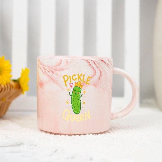 Pickle Queen Vegan Funny Cucumber Vegetable Marble Mugs