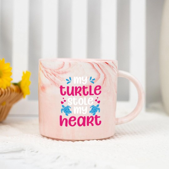 Sea Turtle Tortoise Valentines Day Marble Mugs