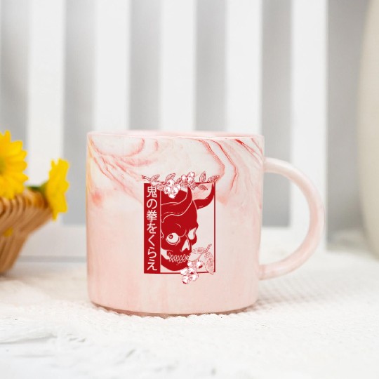 Japanese Demon Face ull Devil Oni Harajuku Marble Mugs