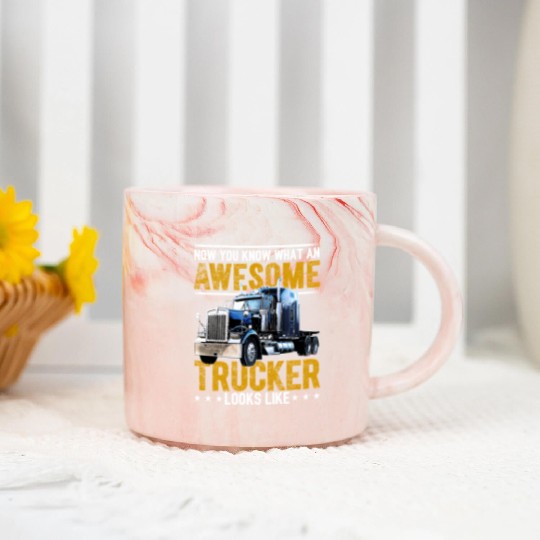 Awesome Trucker Big Rig Semi-Trailer Truck Driver Marble Mugs