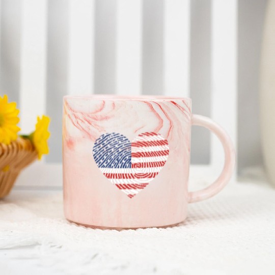 4th Of July I Love America Marble Mugs