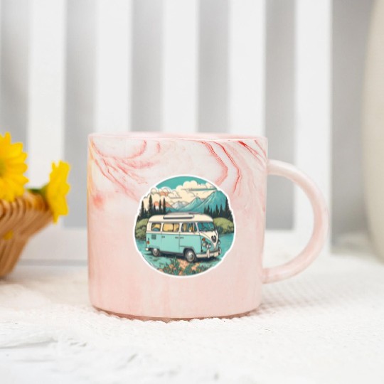 Classic Camper Van Marble Mugs