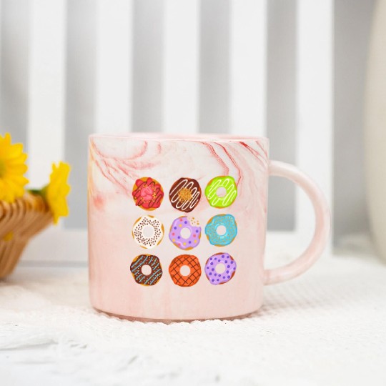 Too Much Donuts Chocolate Lover Donuts Party Time Marble Mugs