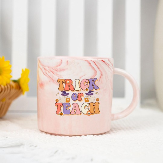 Trick Or Teach Halloween Teacher Life Marble Mugs