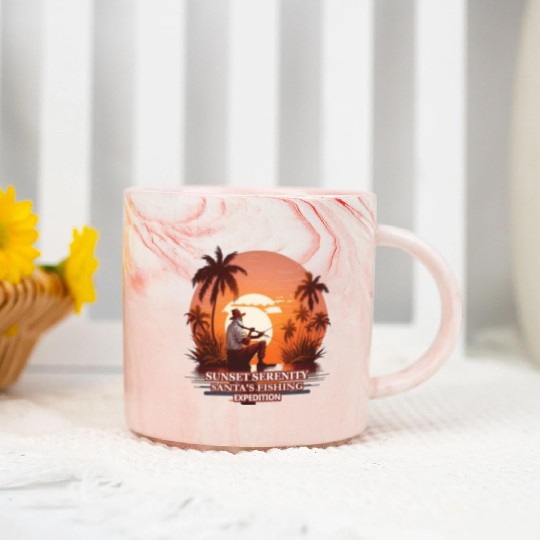 Fishing Santa river t shit design Marble Mugs