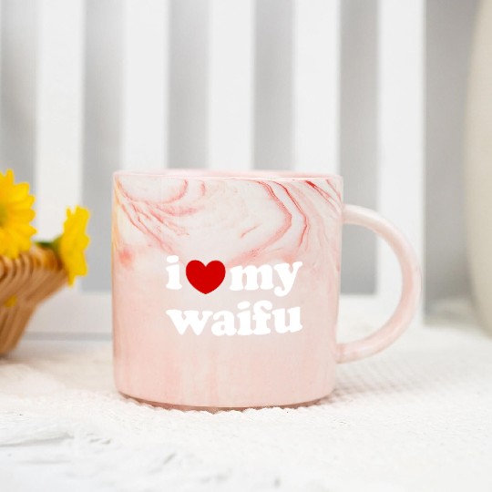I Love My Waifu I Heart My Waifu Marble Mugs