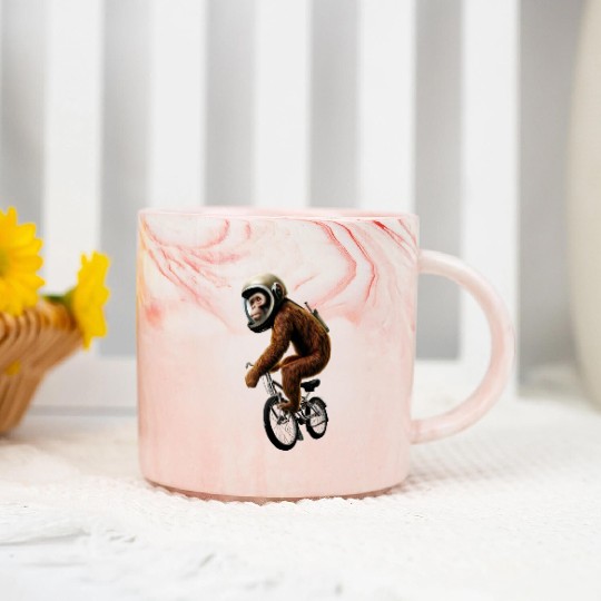 Astronaut monkey on a bike ride Marble Mugs