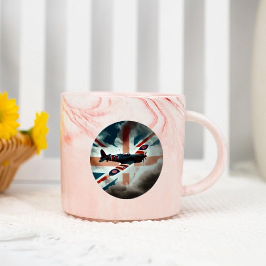 Spitfire Airplane Fighter Plane England UK Marble Mugs
