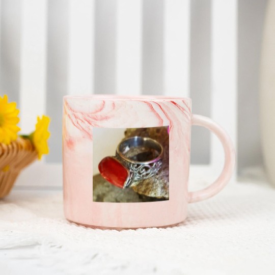 Red Coral sterling silver ring for women Marble Mugs