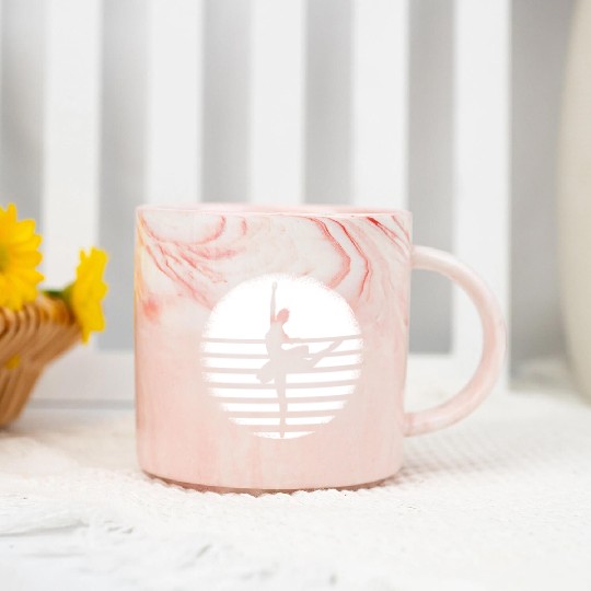 Ballet Ballerina Silhouette - Sunset Cut Marble Mugs