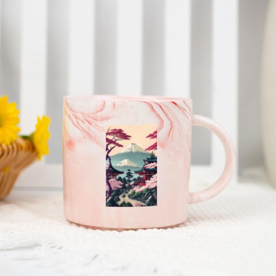 Asia Landscape Serene Mount Fuji Marble Mugs