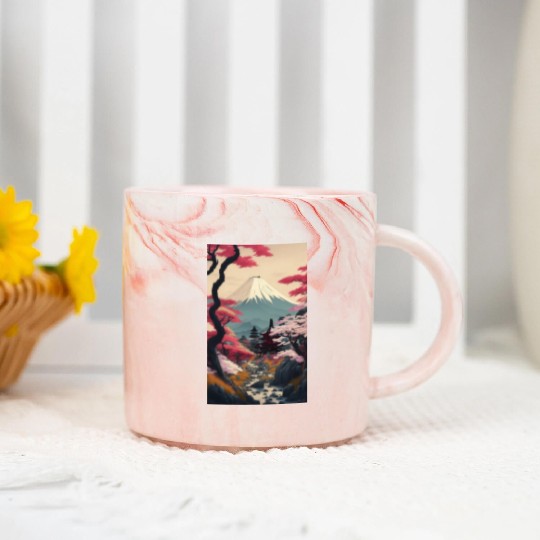 Asia Landscape Serene Mount Fuji Marble Mugs