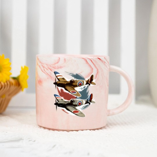 Pilot Spitfire Airplane Aviator Military Marble Mugs