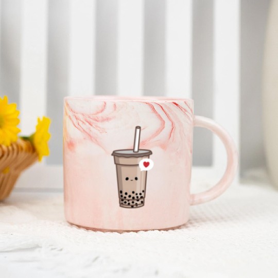 Kawaii Bubble Tea Love Boba Tea Marble Mugs