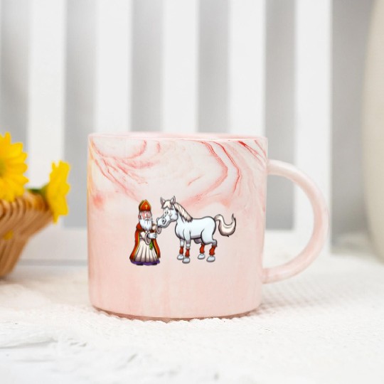 Saint Nicholas Feeding His Horse Marble Mugs