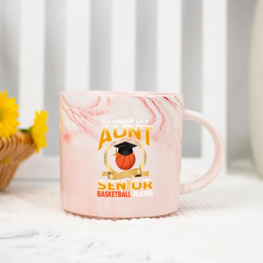 Proud Aunt Senior Class Of 2022 Basketball Player Marble Mugs