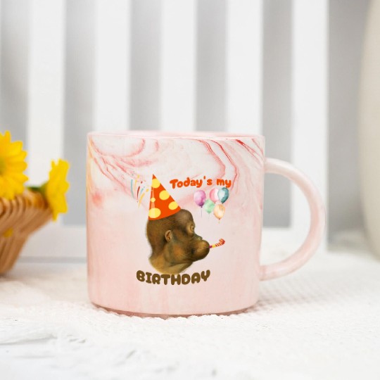 today is my birtday funny monkey Marble Mugs