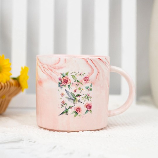a little hummingbird and beautiful wildflowers Marble Mugs