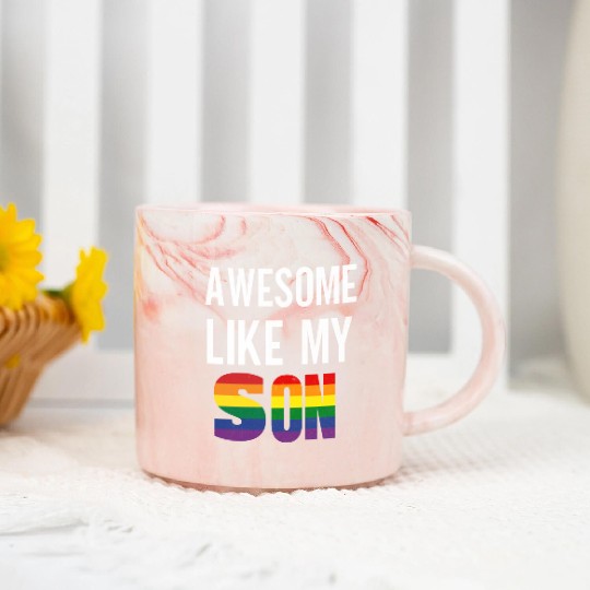 Awesome Like My Son Pride Rainbow Flag Marble Mugs