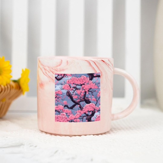Anime Euphoria: Fantasy Cherry Blossom Dreamscape Marble Mugs