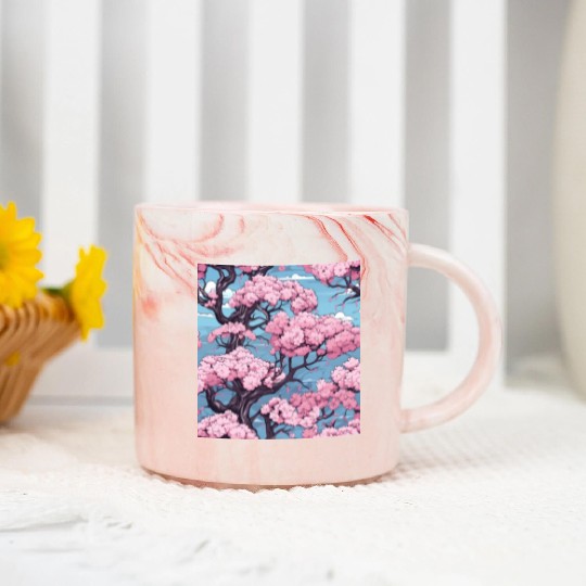 Anime Euphoria: Fantasy Cherry Blossom Dreamscape Marble Mugs