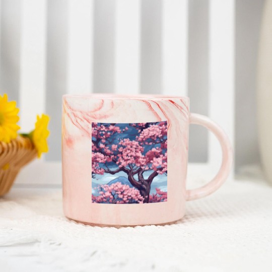 Anime Euphoria: Fantasy Cherry Blossom Dreamscape Marble Mugs