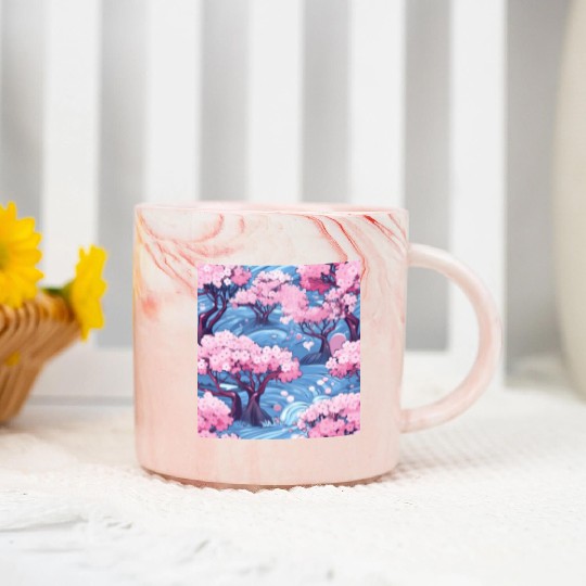 Anime Euphoria: Fantasy Cherry Blossom Dreamscape Marble Mugs