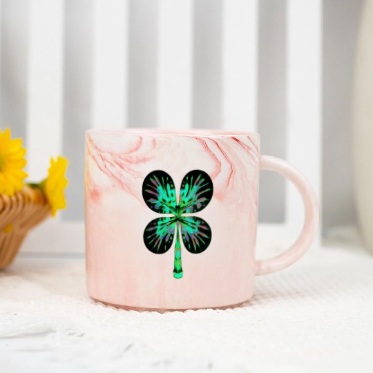 Psychedelic Shamrock Four Leaf Clover Marble Mugs