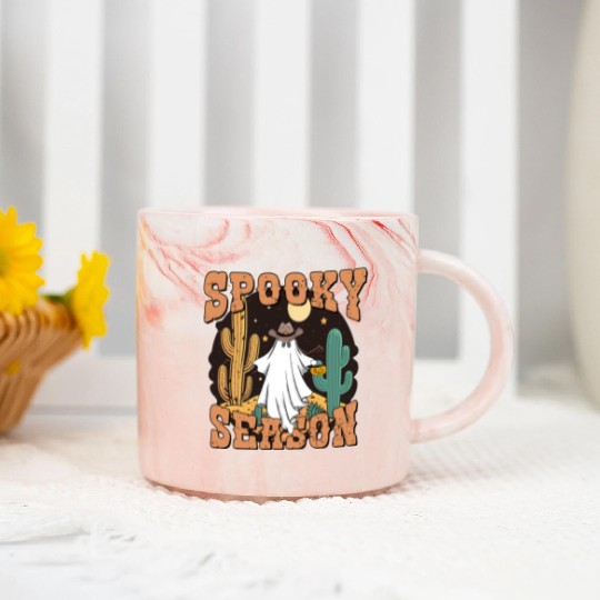 Spooky Season Western Ghost Halloween Marble Mugs