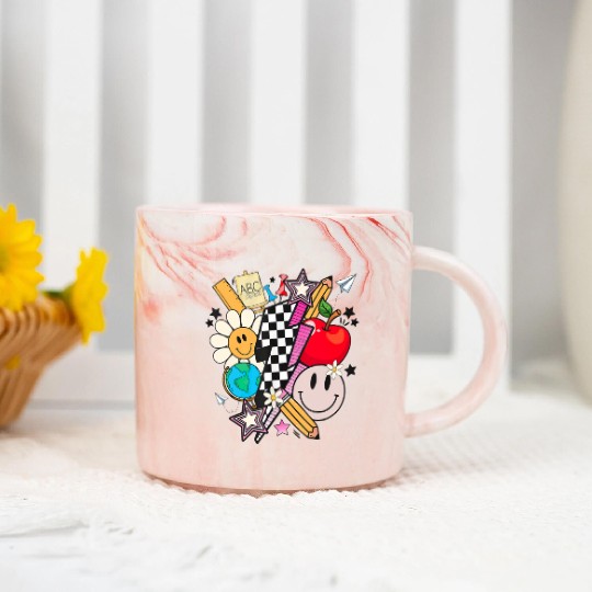 Retro Teacher Life 2023 Back To School Marble Mugs