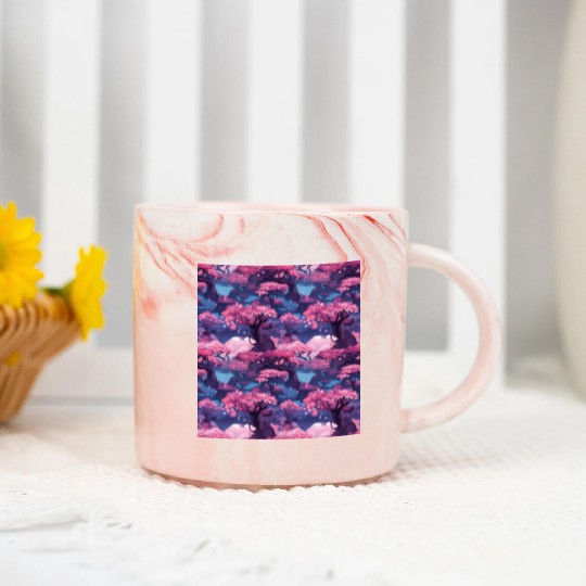 Anime Euphoria: Fantasy Cherry Blossom Dreamscape Marble Mugs