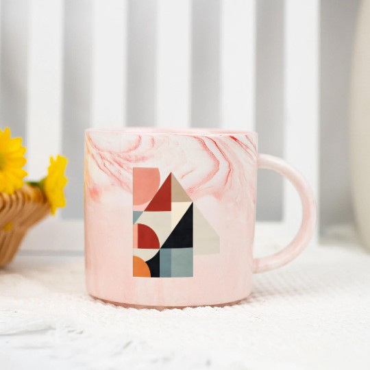 Floral Modern Geometric Mid Century 11 Marble Mugs