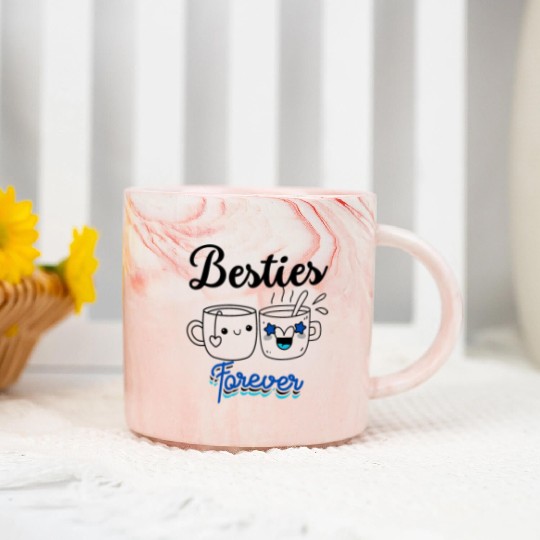 Besties , Friendship Day Gift, Tea Lover Friends Marble Mugs