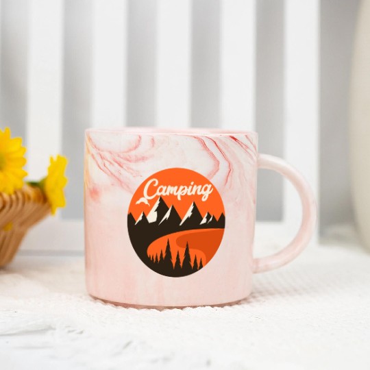 Happy Camper Camping Marble Mugs