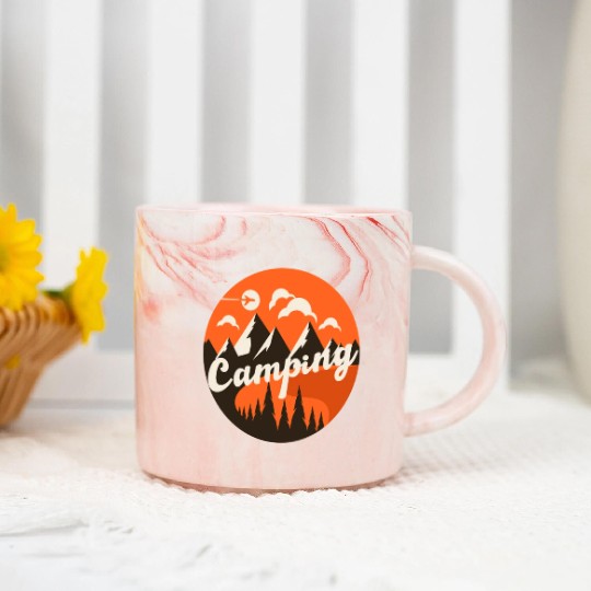 Happy Camper Camping Marble Mugs