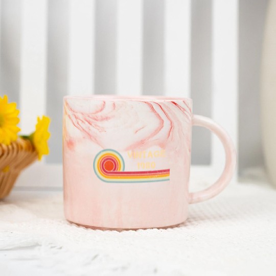 Vintage 1980 birthday retro design Marble Mugs