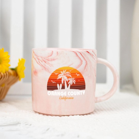 Retro Orange County California Sunset Cool Marble Mugs