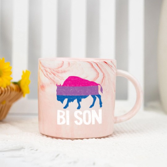 Bi Son Lgbbt Flag Bisexual Bison Funny Bi Pride Marble Mugs