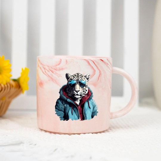 Street Style Snow Leopard | Leopard Lovers Marble Mugs