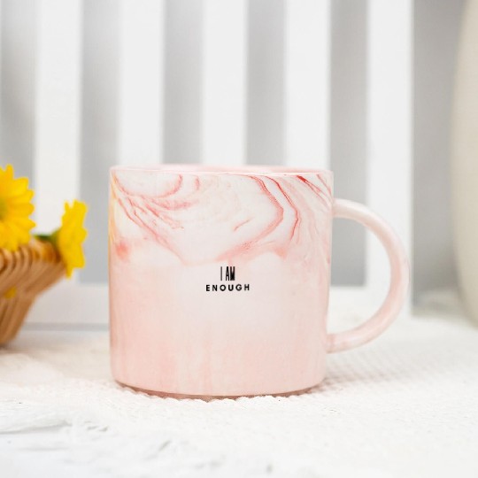 I Am Enough Design Marble Mugs