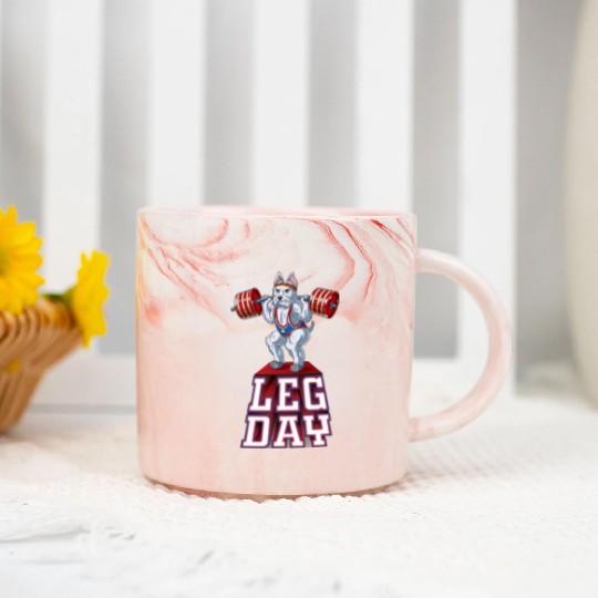 Leg Day Westie Weight Lifting Squat Gym Marble Mugs