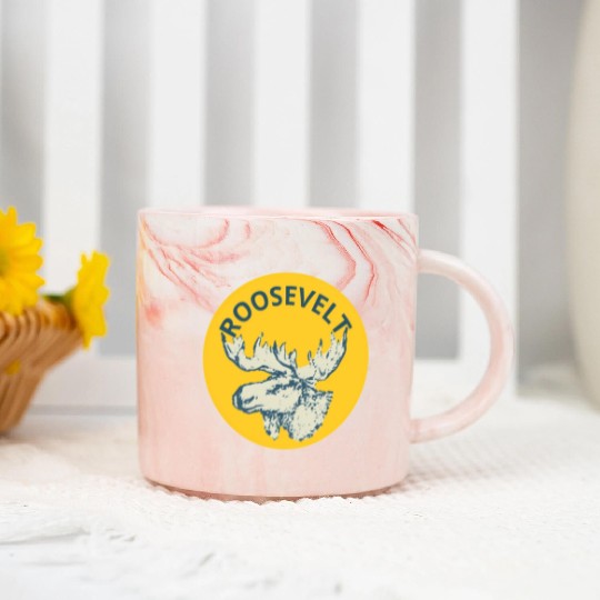 Teddy Roosevelt Bull Moose Py Marble Mugs