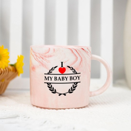 I heart love my baby boy Marble Mugs