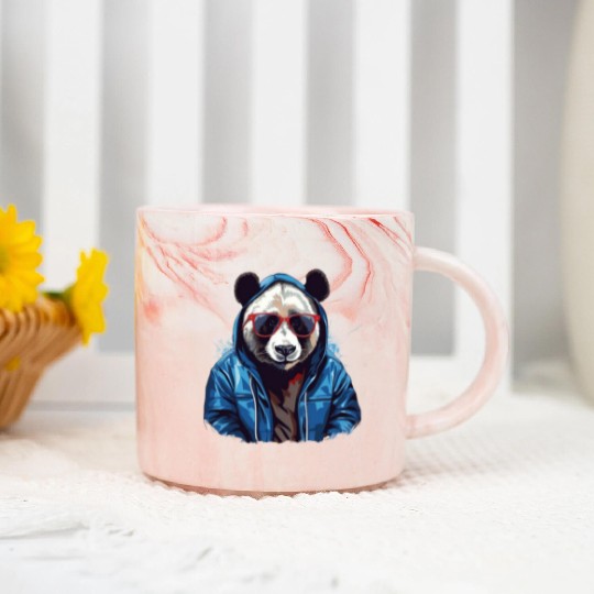 Street Style Giant Panda | Panda Lovers Marble Mugs