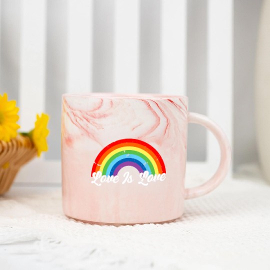 Gay Pride Vintage Rainbow LGBT Love Is Love Marble Mugs