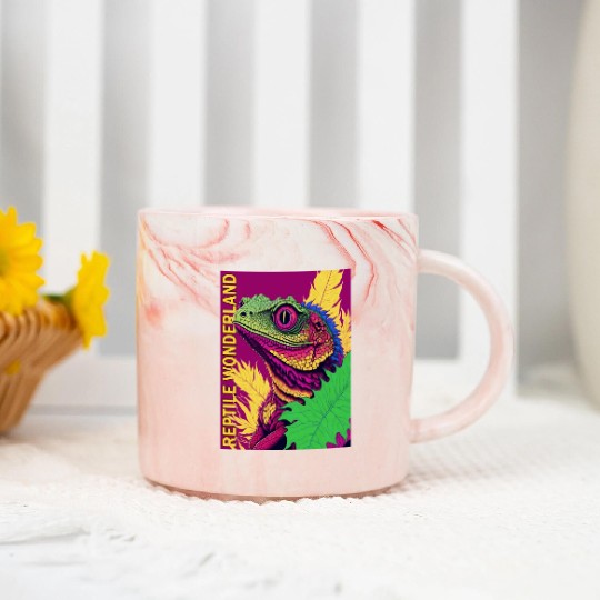 Psychedelic Reptile Wonderland Retro Designs 5 Marble Mugs