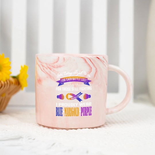 I Proudly Wear Blue Marigold Purple Bladder Cancer Marble Mugs